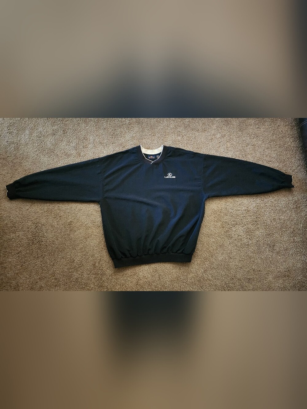 XL men LEXUS black nylon windbreaker pullover v-neck long sleeve golf shirt